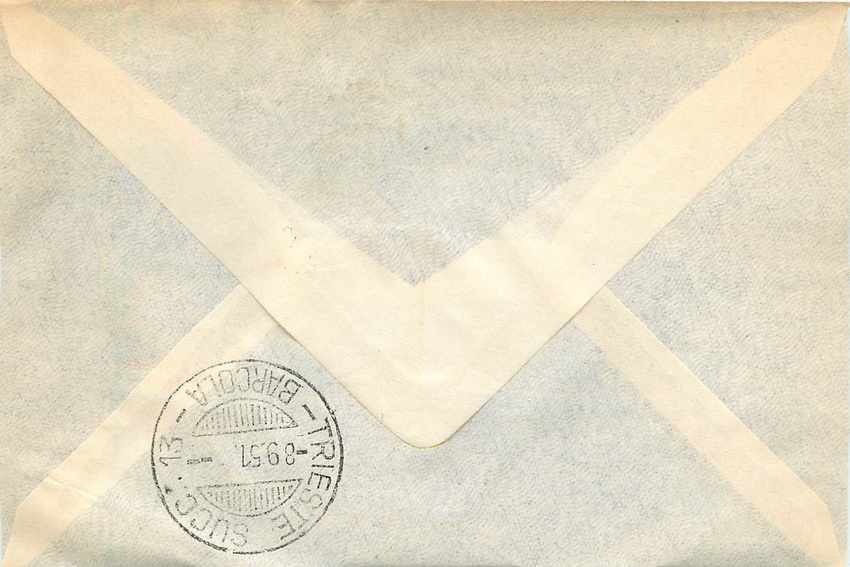Lettre Cover Italia AMG FTT 1951 FDC Bari Levante Levante Bateau Voilier  — Rückseite