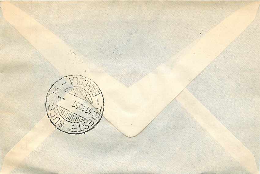Lettre Cover Italia AMG FTT FDC 1951 Neptune Commerce — Rückseite