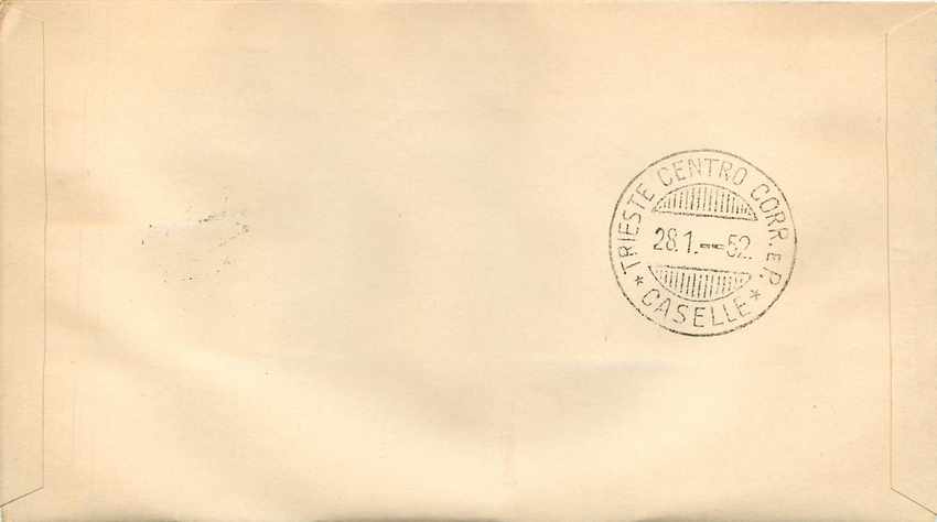 Lettre Cover Italia AMG FTT FDC Vincenzo Bellini Musique 1952 Harpe — Rückseite