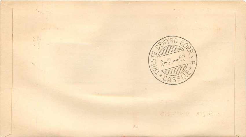 Lettre Cover Italia AMG FTT Vanvitelliane 1952  — Rückseite