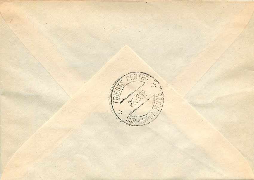 Lettre Cover Italia AMG FTT Jeux Olympiques Olympic Games 1952 — Rückseite