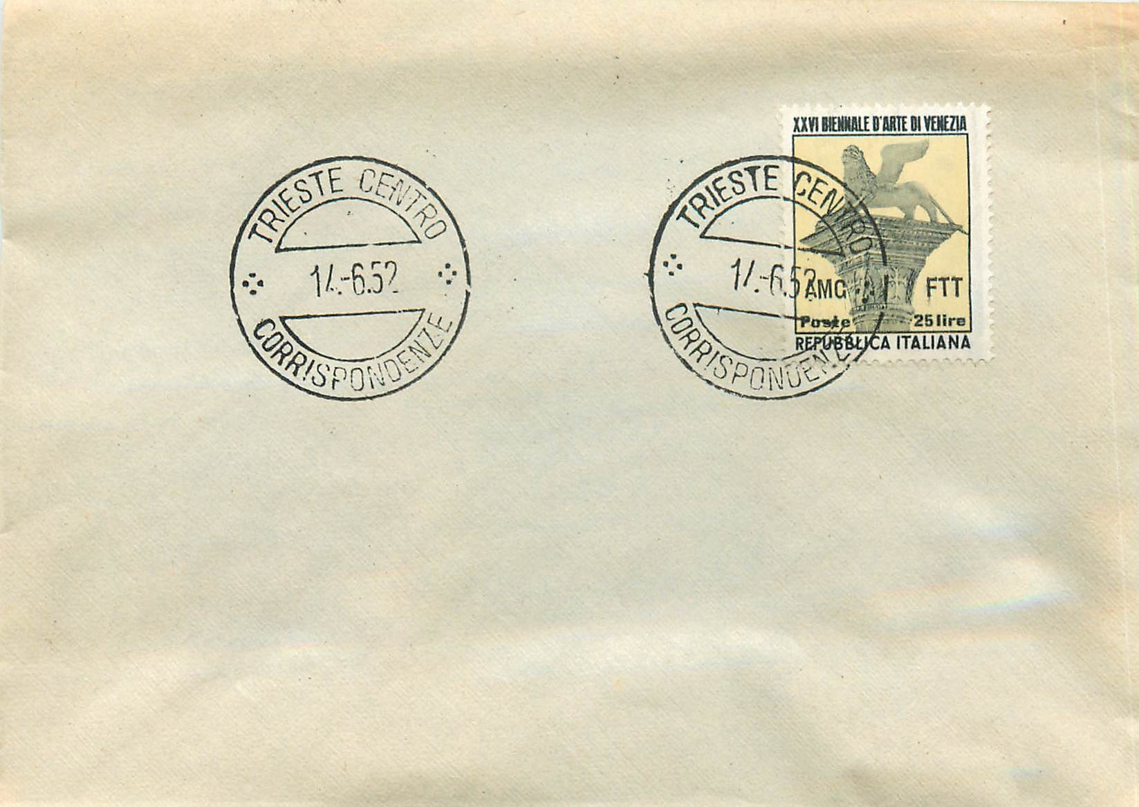 Trieste — Exposition internationale d'art de Venise — 14 juin 1952 — Poste italienne