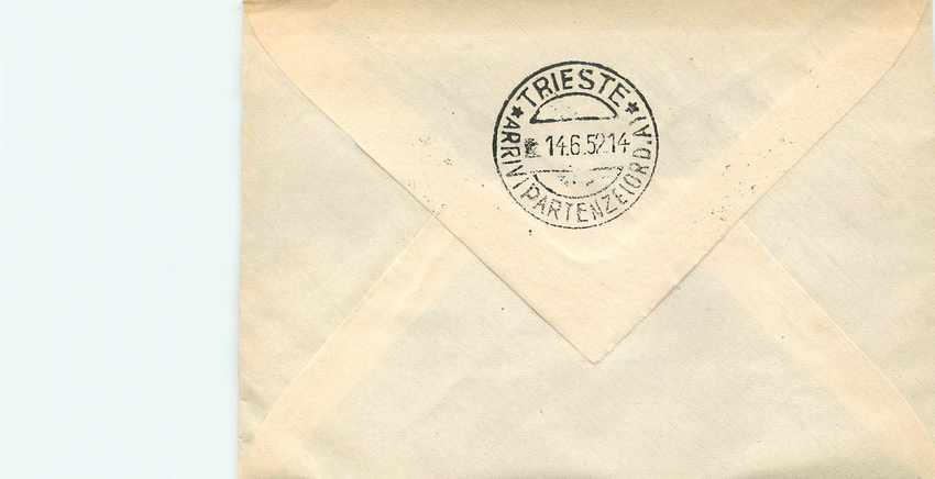 Trieste — Exposition internationale d'art de Venise — 14 juin 1952 — Poste italienne — Rückseite