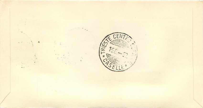 Lettre Cover Italia AMG FTT Lion Venezia Cinema 1952 — Rückseite