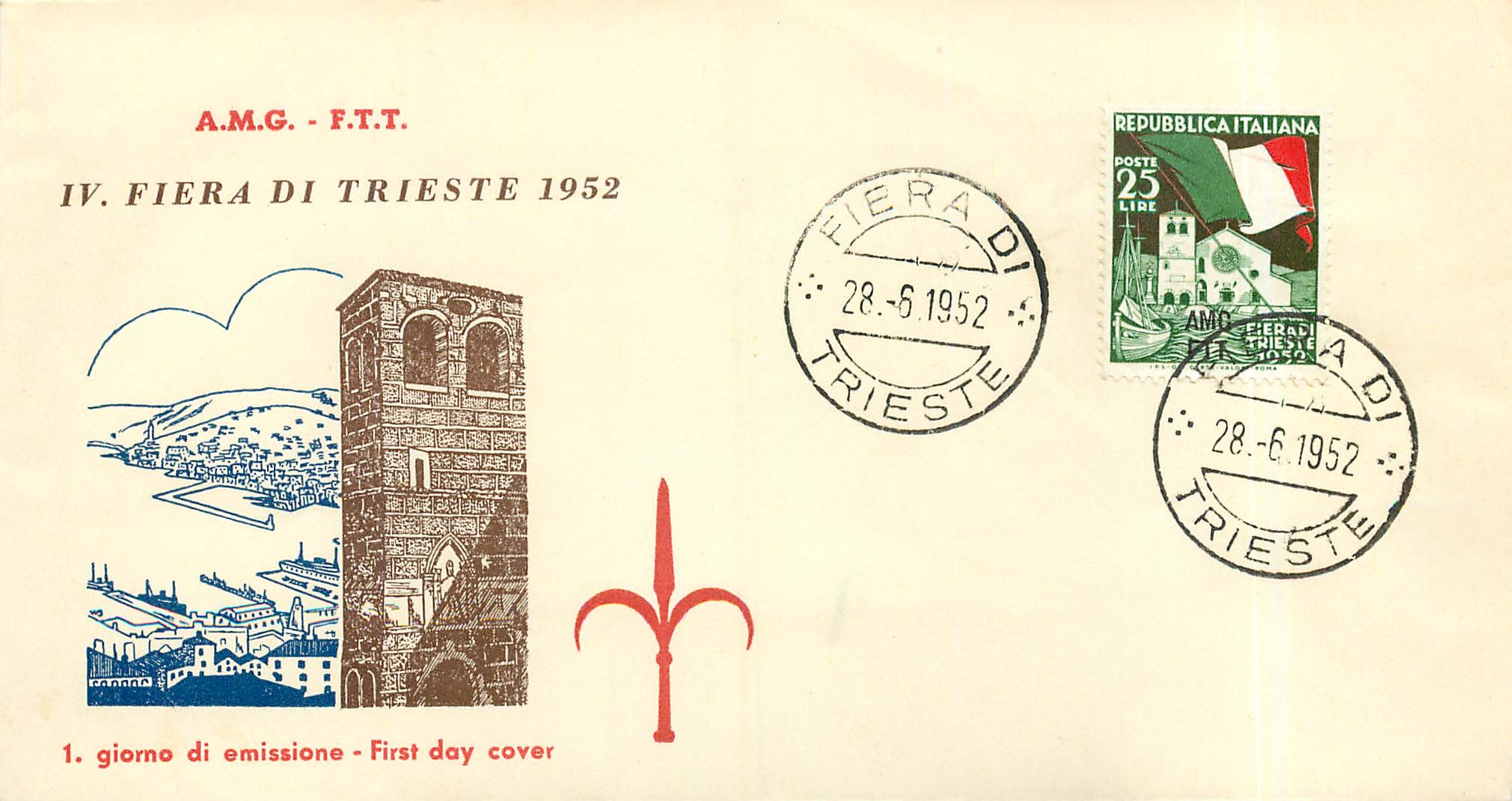 Lettre Cover Italia AMG FTT Fiera di Trieste 1952