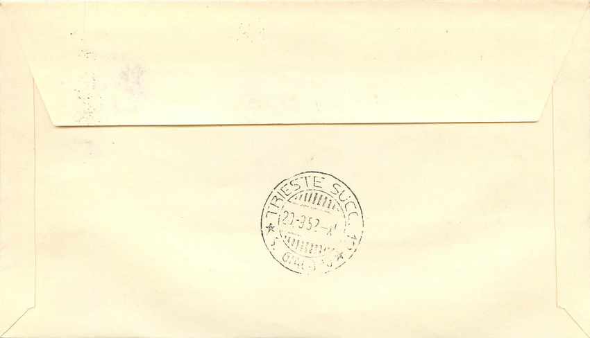 Lettre Cover Italia AMG FTT Savonarola 1952 — Rückseite