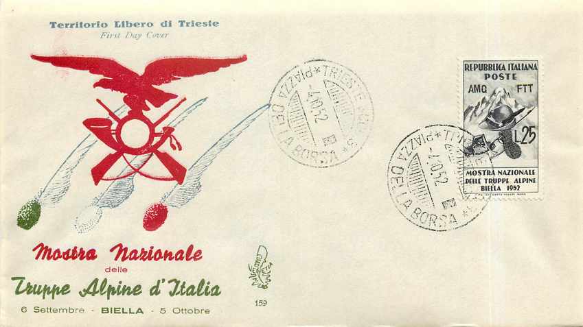 Mostra Nazionale delle Truppe Alpine d'Italia — Territorio Libero di Triesie — éditeur AMG, n° 159