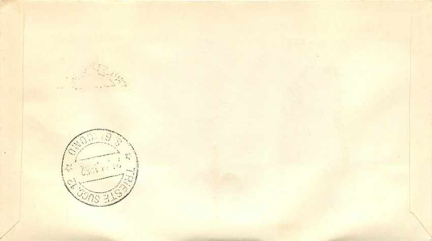 Lettre Cover Italia AMG FTT 1952 FDC Cardinale Massaia Fra I Galla — Rückseite