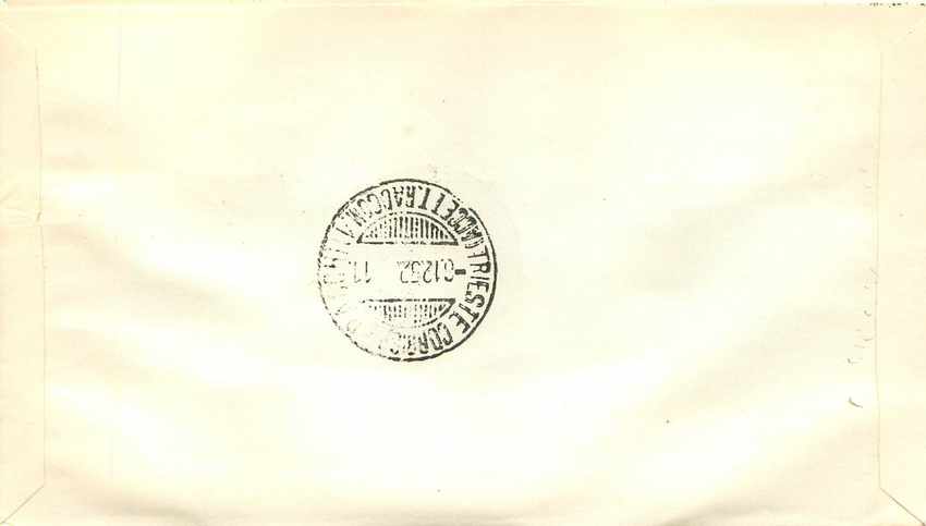Lettre Cover Italia AMG FTT  1952 Mancini FDC Peinture — Rückseite