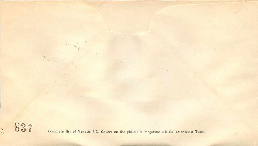 Lettre Cover Italia AMG FTT Martirio di Belfiore FDC 1953 — Rückseite