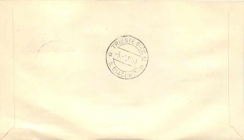 Lettre Cover Italia AMG FTT Martirio di Belfiore FDC 1953 — Rückseite