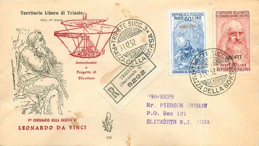 Territorio Libero di Trieste — 500. Geburtstag von Leonardo da Vinci — unbekannter Verlag, Nr. 170