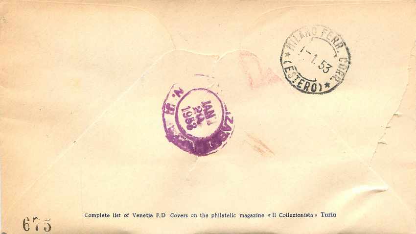 Territorio Libero di Trieste — 500. Geburtstag von Leonardo da Vinci — unbekannter Verlag, Nr. 170 — Rückseite