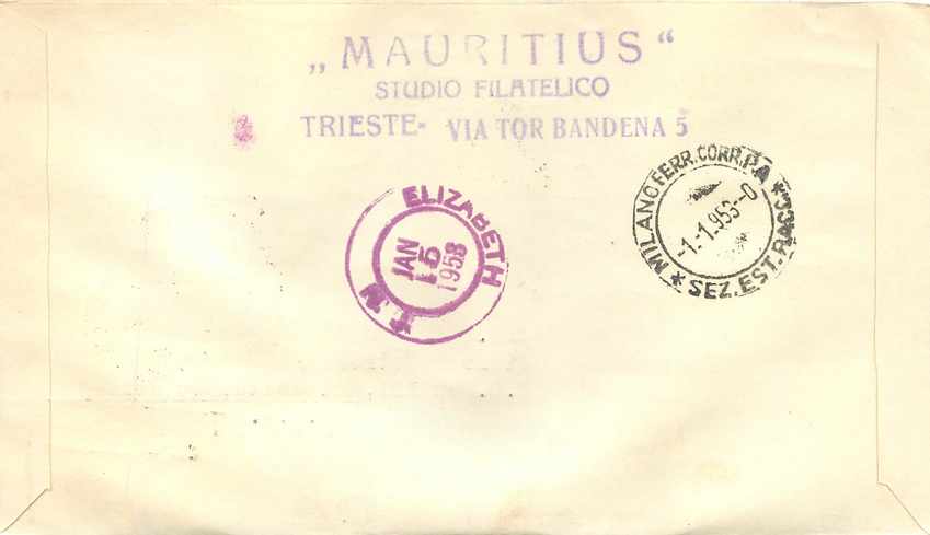 Lettre Cover Italia AMG FTT Leonard de Vinci Leonardo Da Vinci FDC 1952 — Back