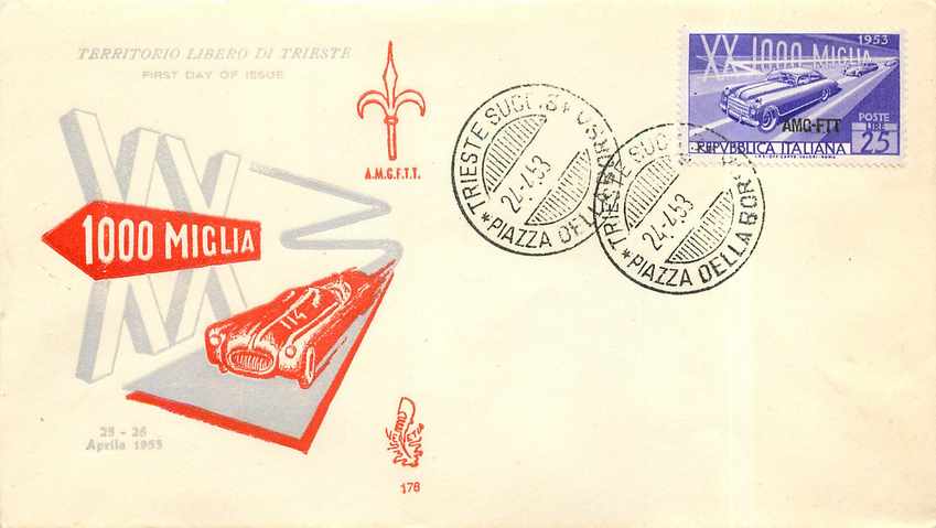 Lettre Cover Italia AMG FTT FDC  1953 Automobile 