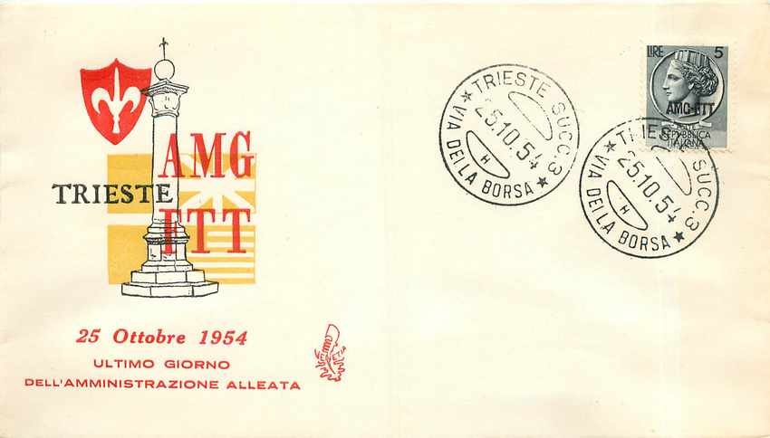 Lettre Cover Italia AMG FTT Trieste 1954