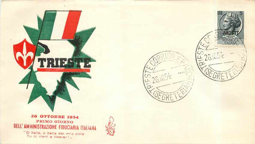 Lettre Cover Italia AMG FTT Trieste 1954