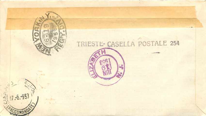 Lettre Cover Italia Italie  AMG FTT FDC  1953 — Rückseite