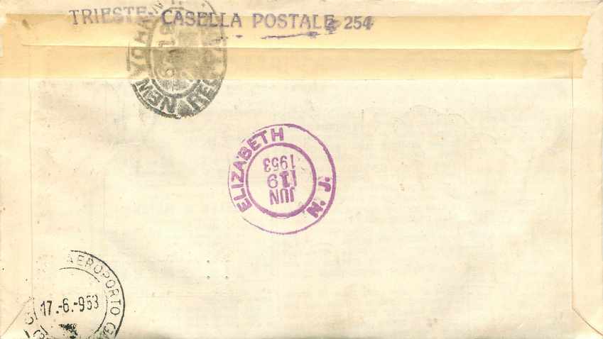 Lettre Cover Italia Italie  AMG FTT FDC  1953 — Rückseite