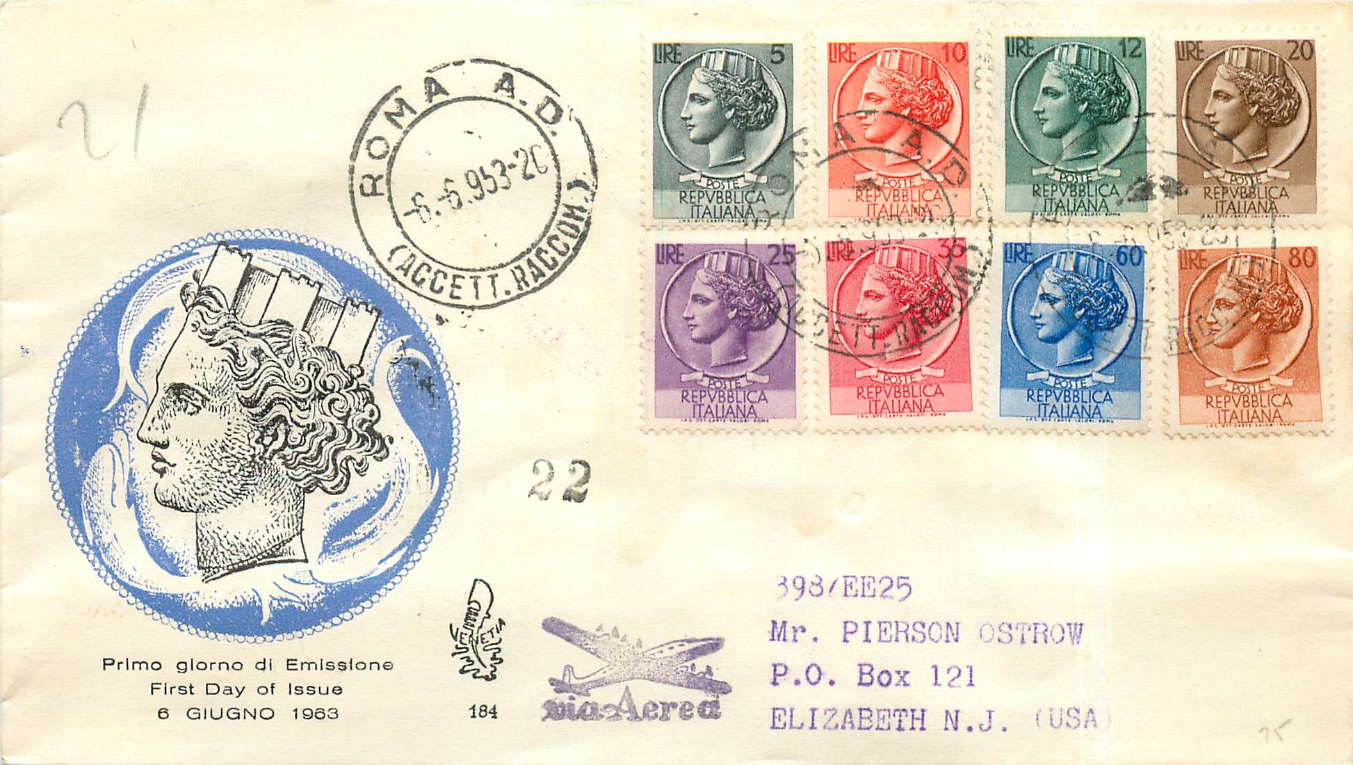 Lettre Cover Italia Italie  AMG FTT FDC  1953