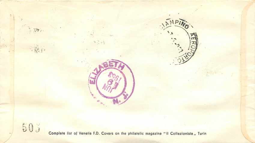 Lettre Cover Italia Italie  AMG FTT FDC  1953 — Rückseite