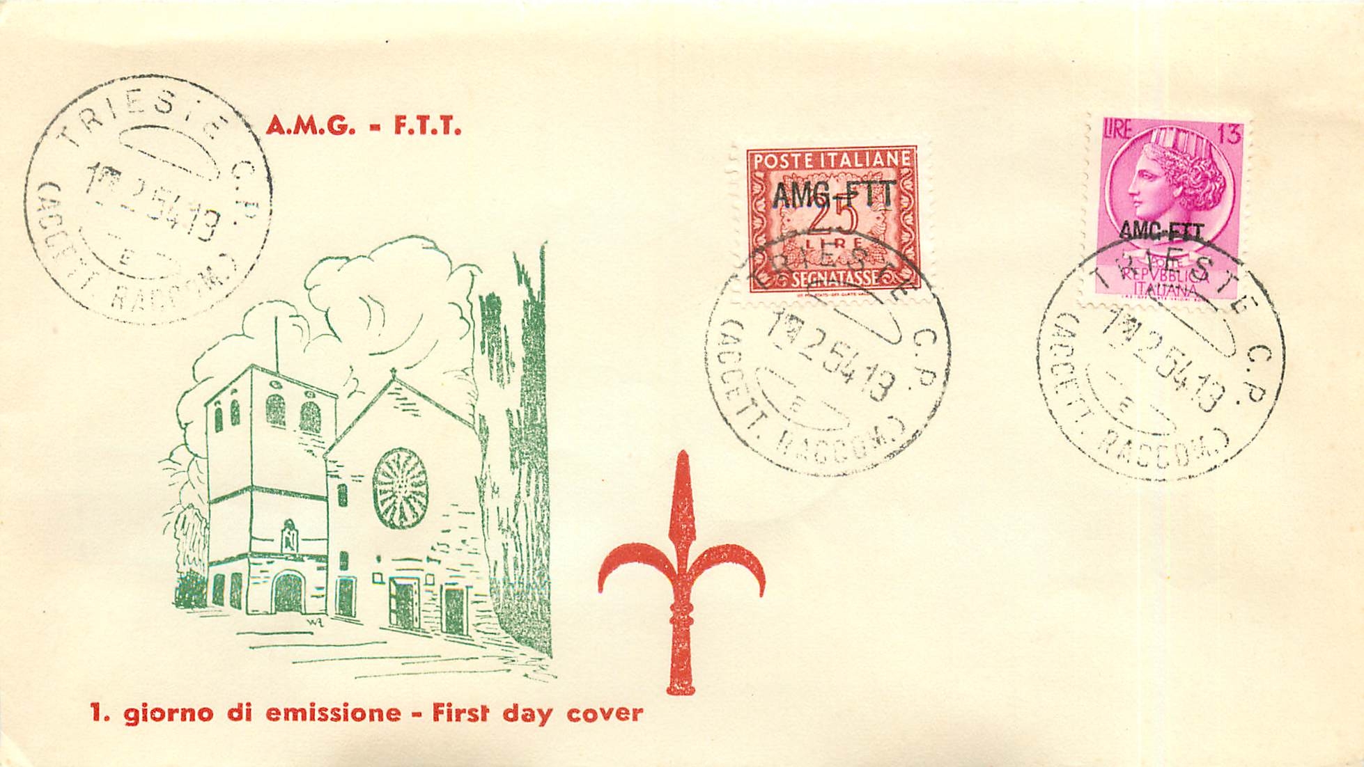 Lettre Cover Italia Italie  AMG FTT 1954