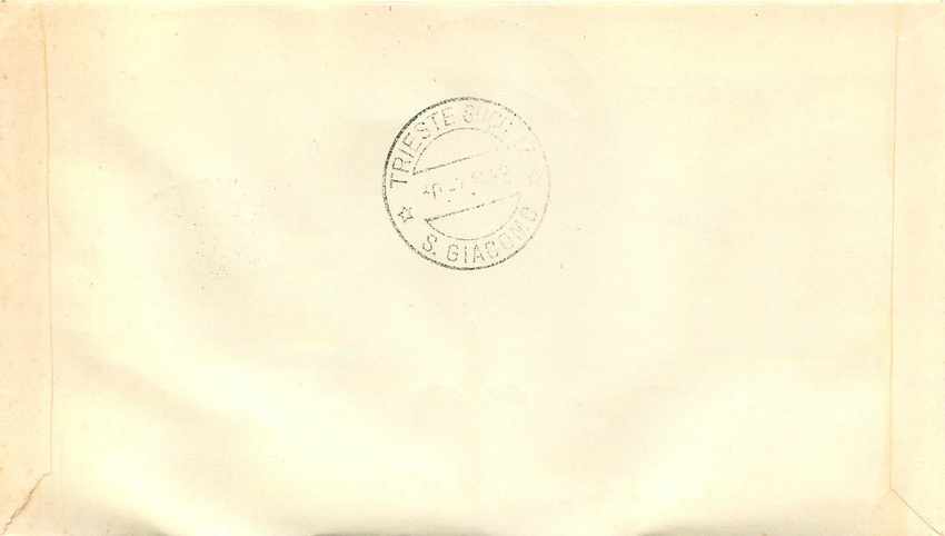 Lettre Cover Italia Italie  AMG FTT Fiera di Trieste 1953 Avion Aviation Phare Yacht Bateau — Rückseite