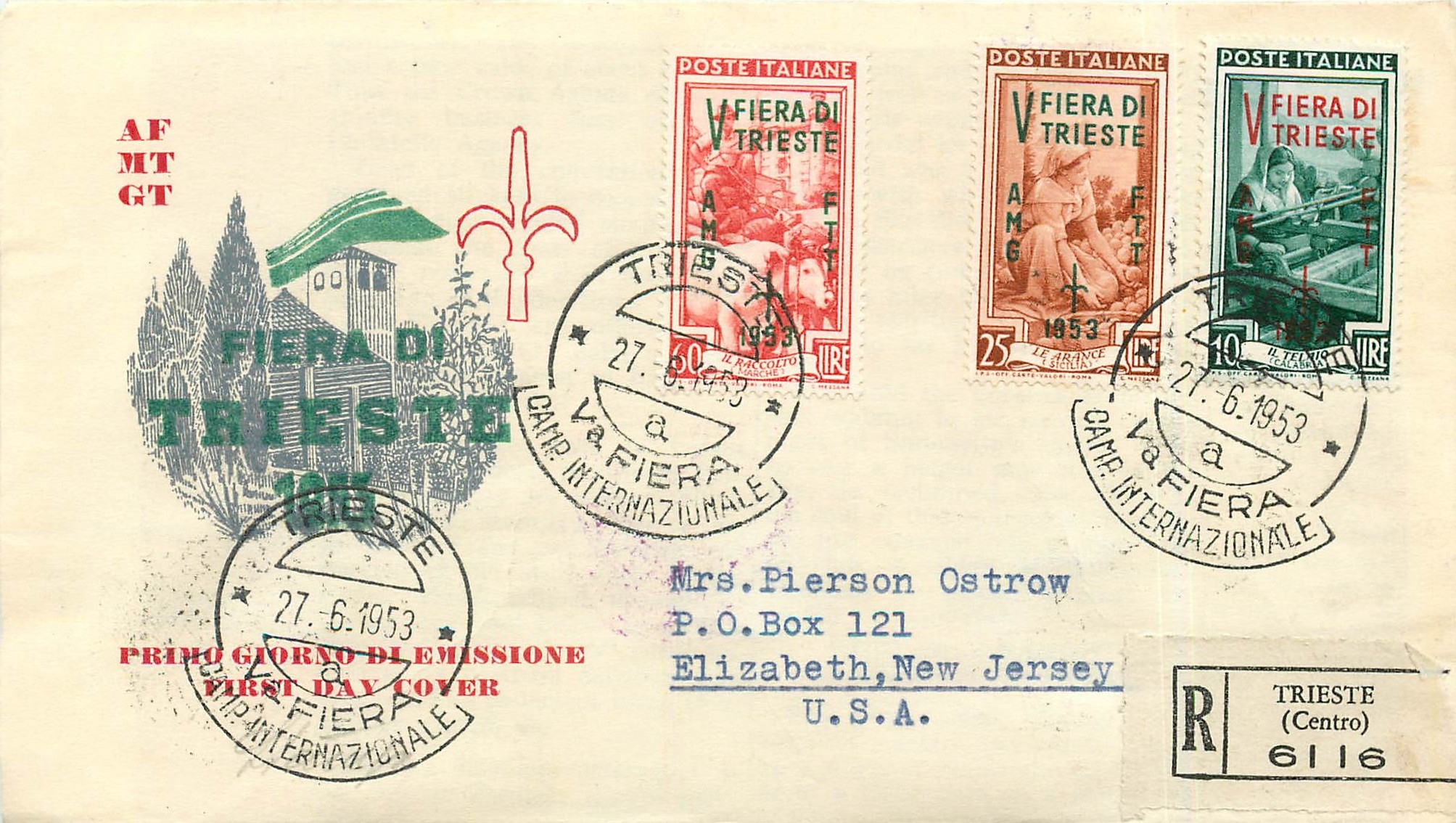 Fiera di Trieste — 1er jour d'émission — éditeur G.A.M.R. Internazionale, n° série non visible