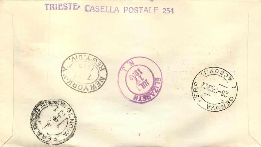 Fiera di Trieste — 1er jour d'émission — éditeur G.A.M.R. Internazionale, n° série non visible — Verso
