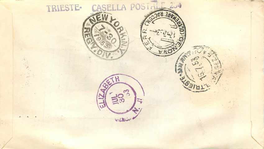 Lettre Cover Italia Italie  AMG FTT 1953 Agriculture  FDC — Rückseite