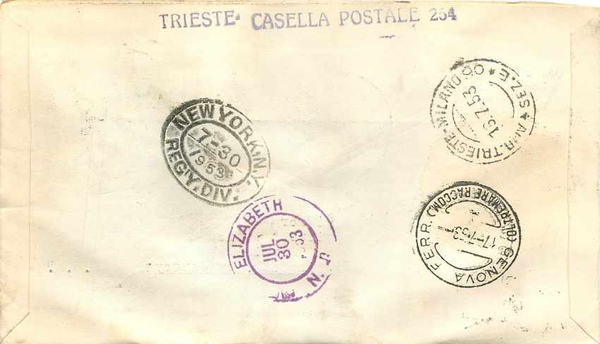 Trieste — Première Journée d'Émission 1953 — Exposition Agricole — Éditeur E.A. Roma — Achterkant
