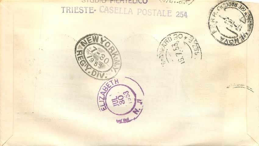 Lettre Cover Italia Italie  AMG FTT 1953 Agriculture  FDC — Rückseite