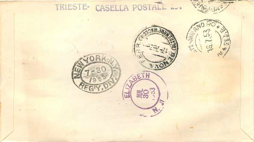 Lettre Cover Italia AMG FTT 1953 Ble Agriculture — Rückseite