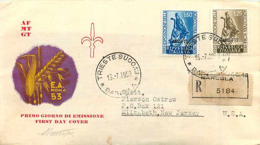 Trieste — Erster Tag der Ausgabe 1953 — Verlag AFMT GT