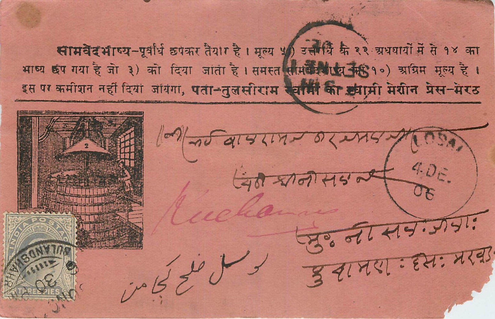 Inde India  Entier Postal Stationary 