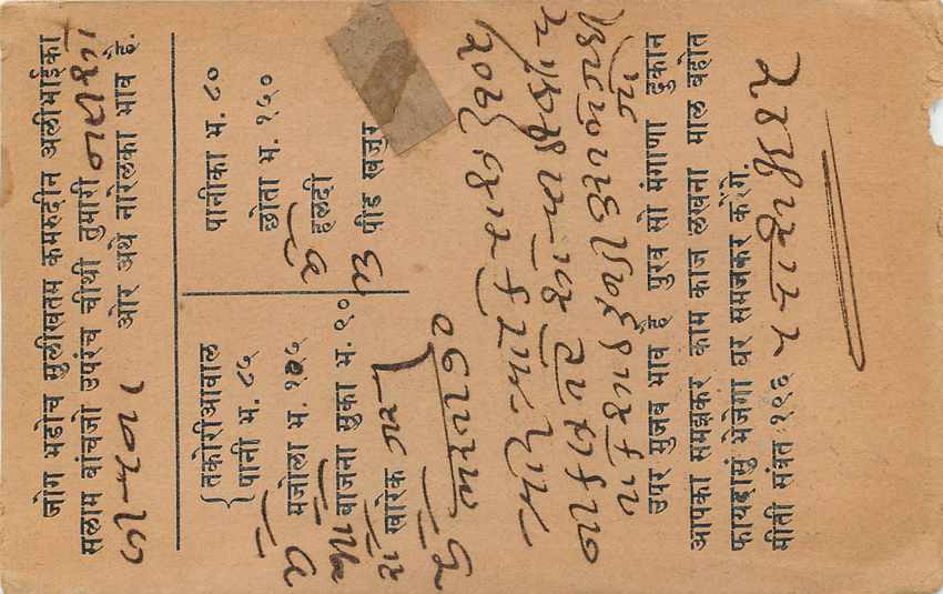 Inde India  Entier Postal Stationary  — Verso