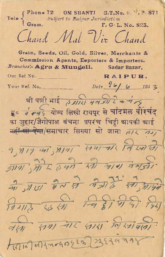 Postal Stationary Entier Postal Inde India  — Verso