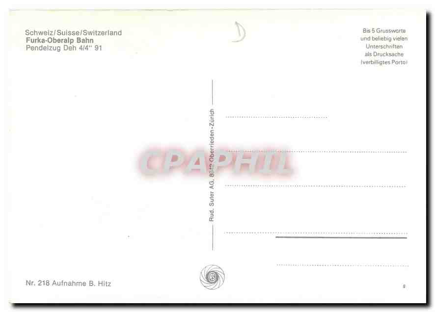 CPM Switzerland Furka Oberalp Bahn Pendelzug  — Back