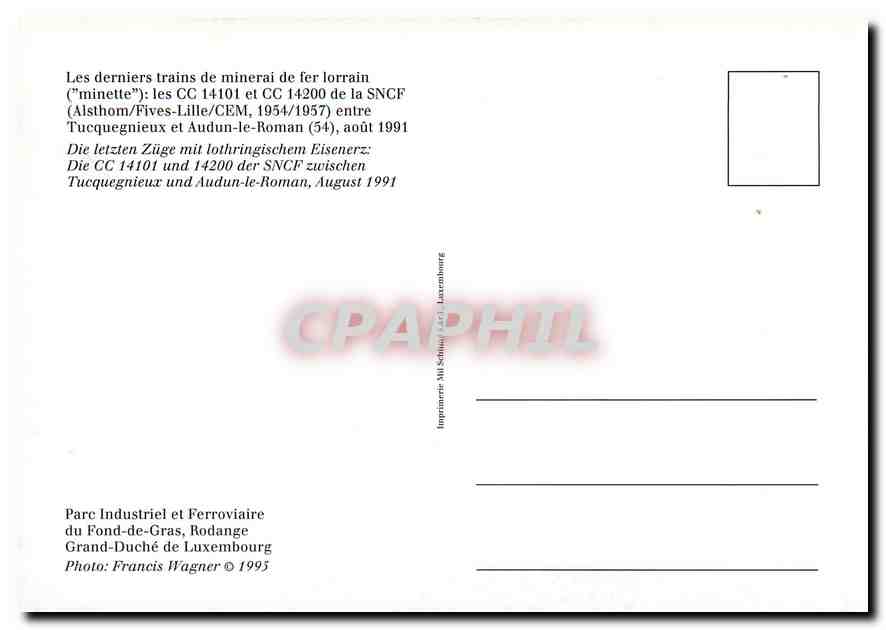 CPM Les dernier trains de minerai de fer lorrain  — Verso