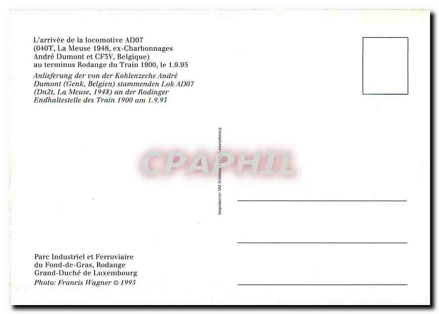 CPM L'arrivee de la locomotive AD07  — Rückseite