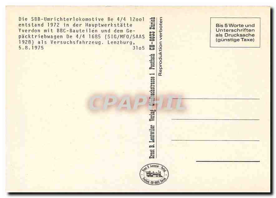 CPM Die SBB Umrichterlokomotive  — Rückseite