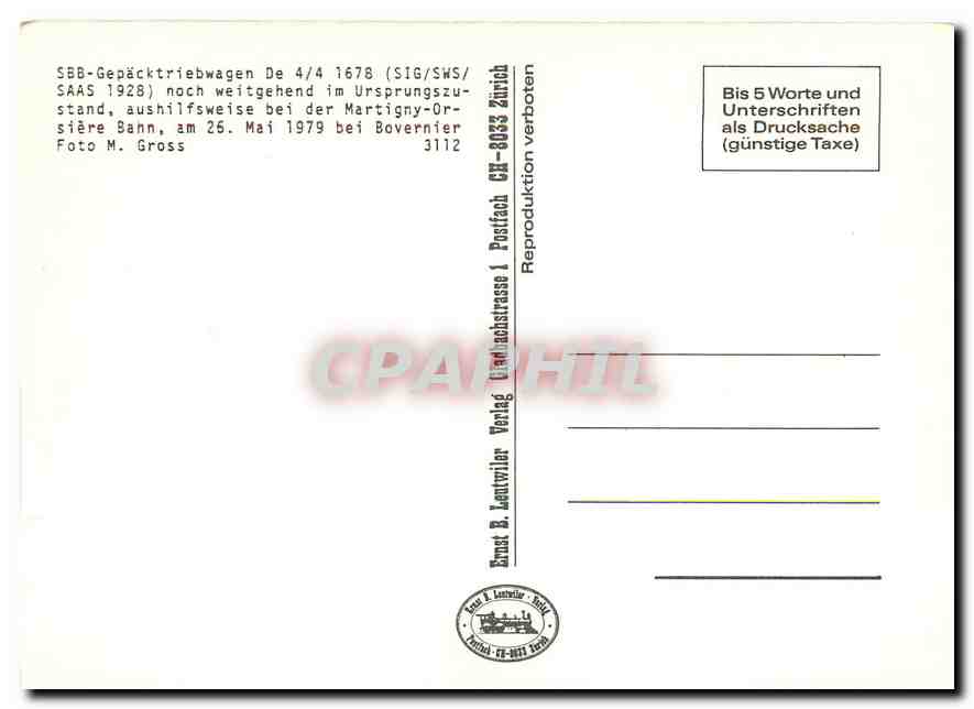 CPM SBB Gepacktriebwagen  — Rückseite