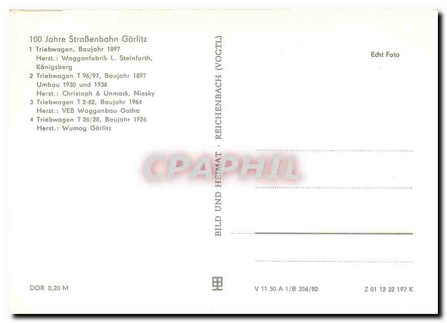 CPM 100 Jahre Strasenbahr Gorlitz  — Rückseite