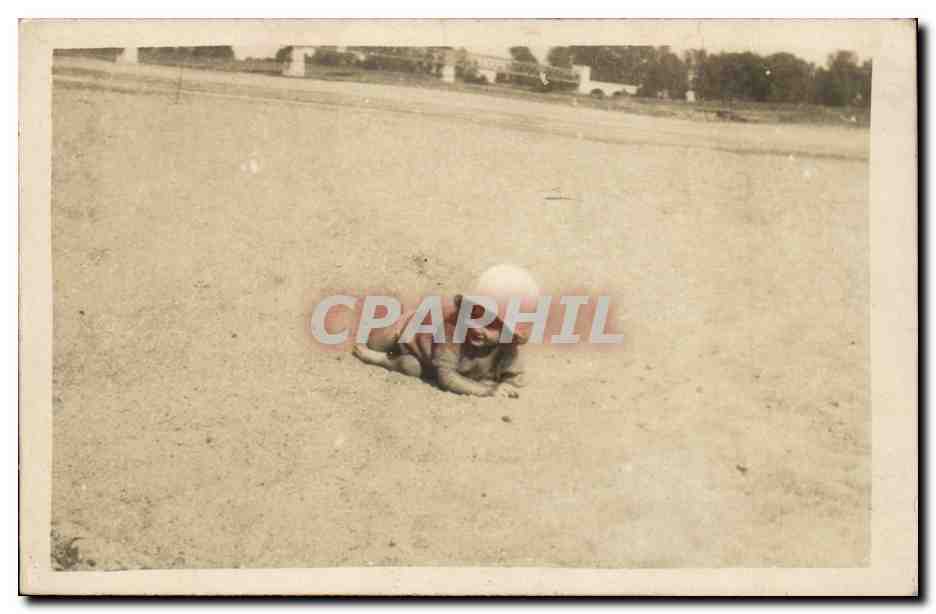 Carte Photo CPA plage Enfant