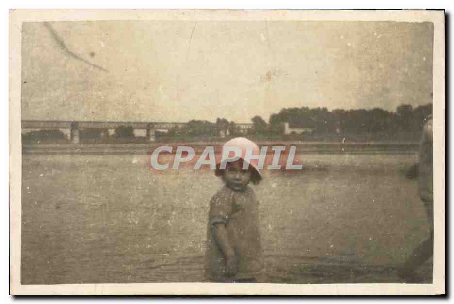 Carte Photo CPA plage Enfant 
