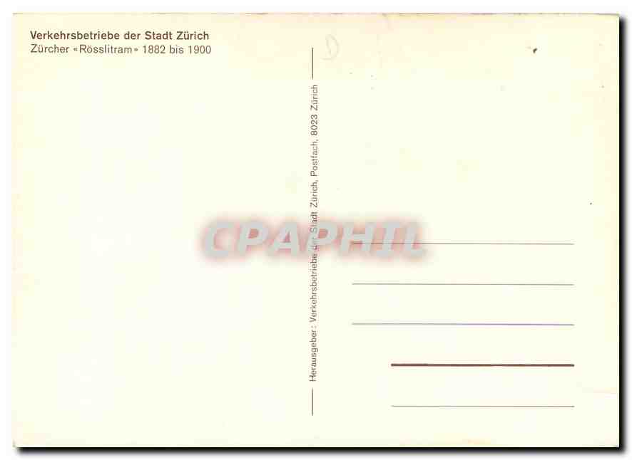 CPM Zurich Rosslitram — Verso