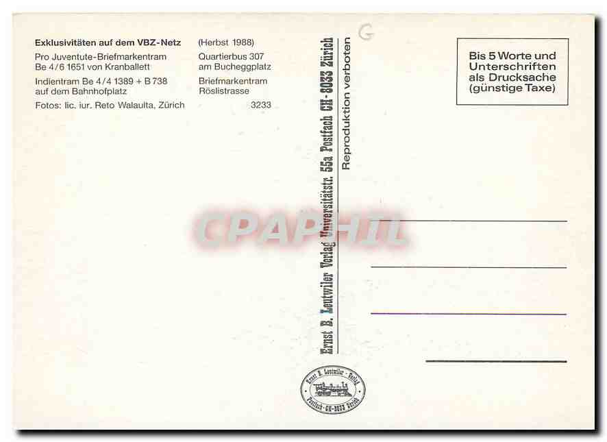 CPM VBZ Netz — Verso