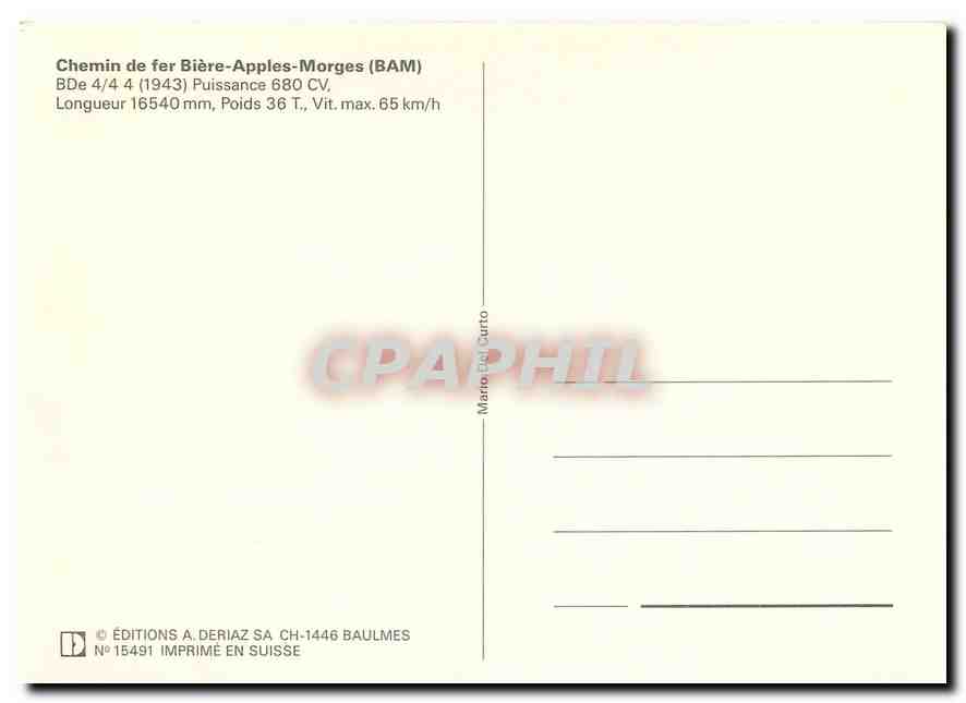 CPM Chemin de fer Biere Apples Morges Bde 4 4 4 — Rückseite