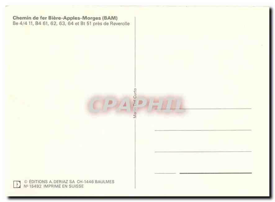 CPM Chemin de fer Biere Apples Morges BE 4 4 11 B4 61 Reverolle — Rückseite
