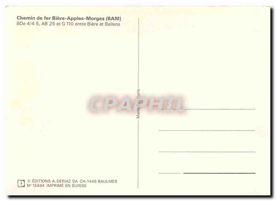 CPM Chemin de fer Biere Apples Morges Bde 4 4 4 — Verso